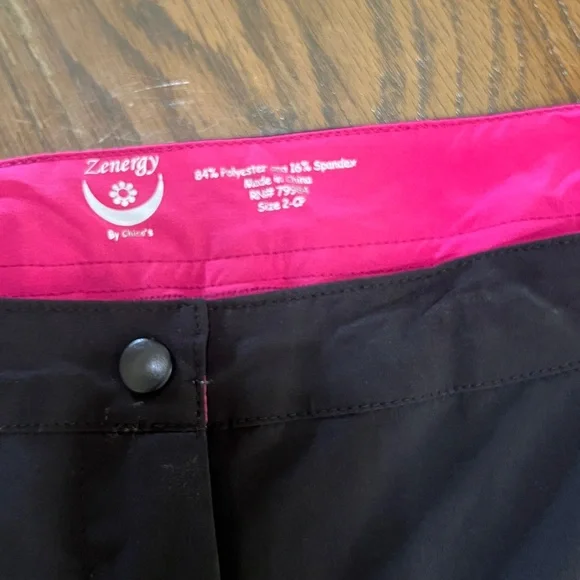Chico's Black Capris with Pink Lining Chico’s - Picture 2 of 6
